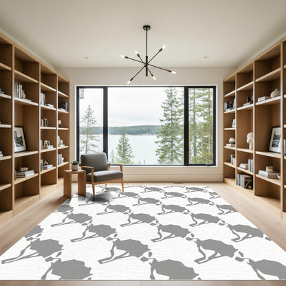 Gray Abstract Runner Silhouette Repeat Rug