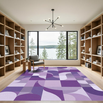 Purple Abstract Geometric Curves Rug