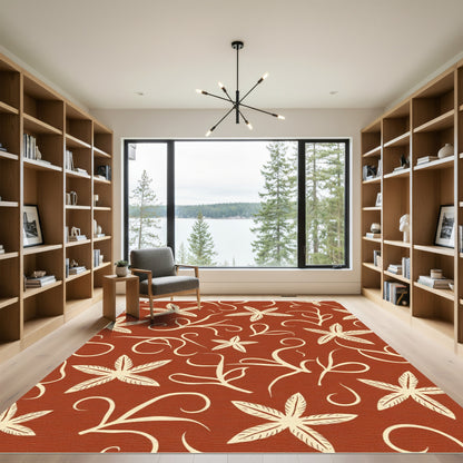 Terracotta Twisting Vine Floral Rug