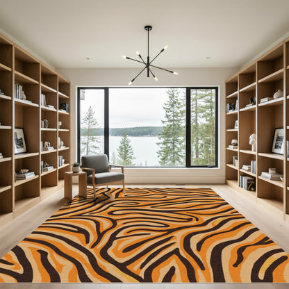 Bold Orange Tiger Stripe Rug
