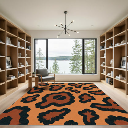 Abstract Leopard Spots Orange Rug