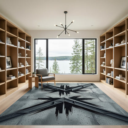 Monochrome Jagged X Geometric Rug