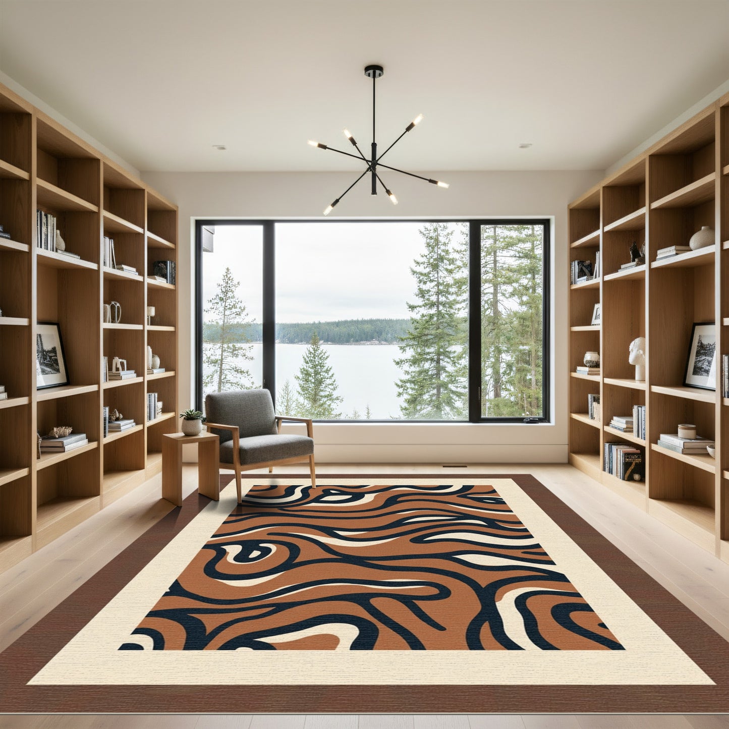 Terra Cotta Abstract Swirl Composition Rug