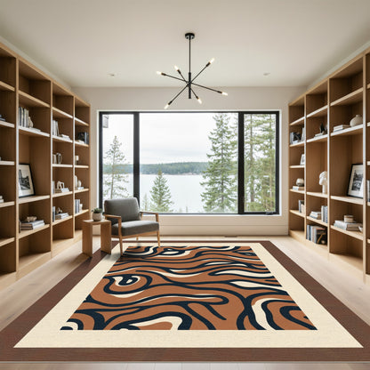 Terra Cotta Abstract Swirl Composition Rug