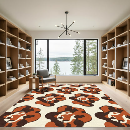 Terracotta Brown Abstract Floral Rug