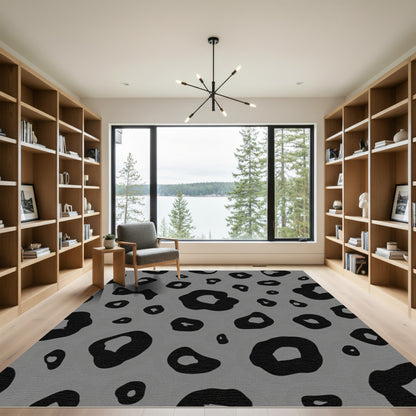 Classic Black Gray Leopard Spot Rug