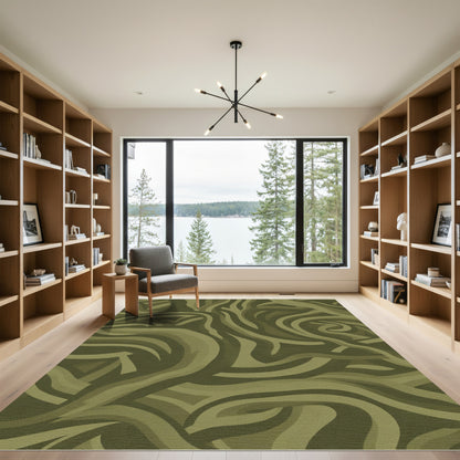 Abstract Earthy Camouflage Swirl Rug