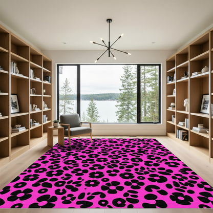 Hot Pink Floral Animal Print Rug
