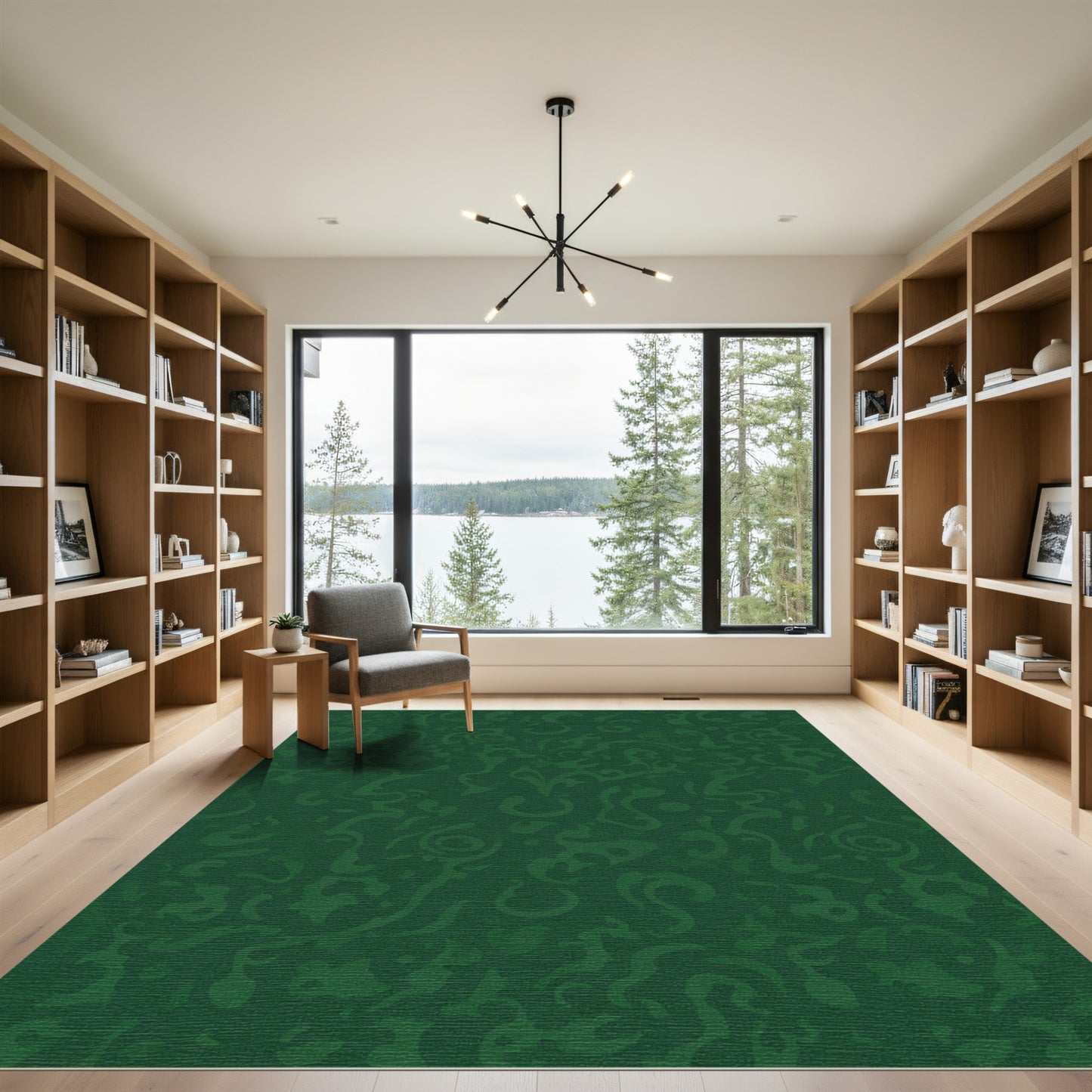 Deep Forest Swirl Flourish Medallion Rug