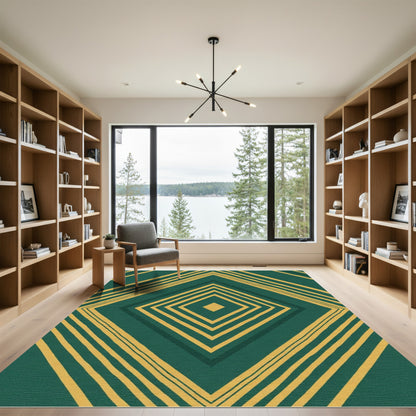 Emerald Yellow Geometric Diamond Rug