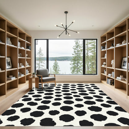 Black Spots on Cream Background Rug