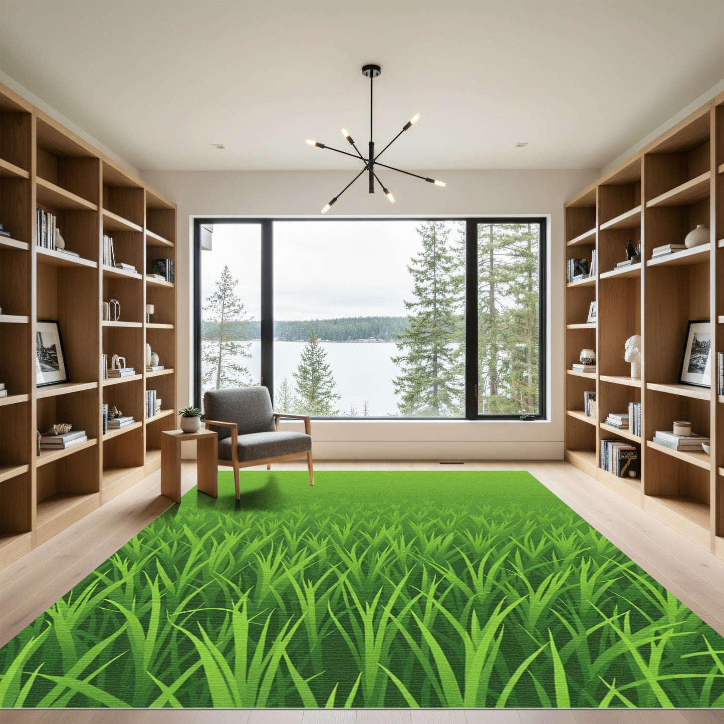 Lush Green Field Blades Rug