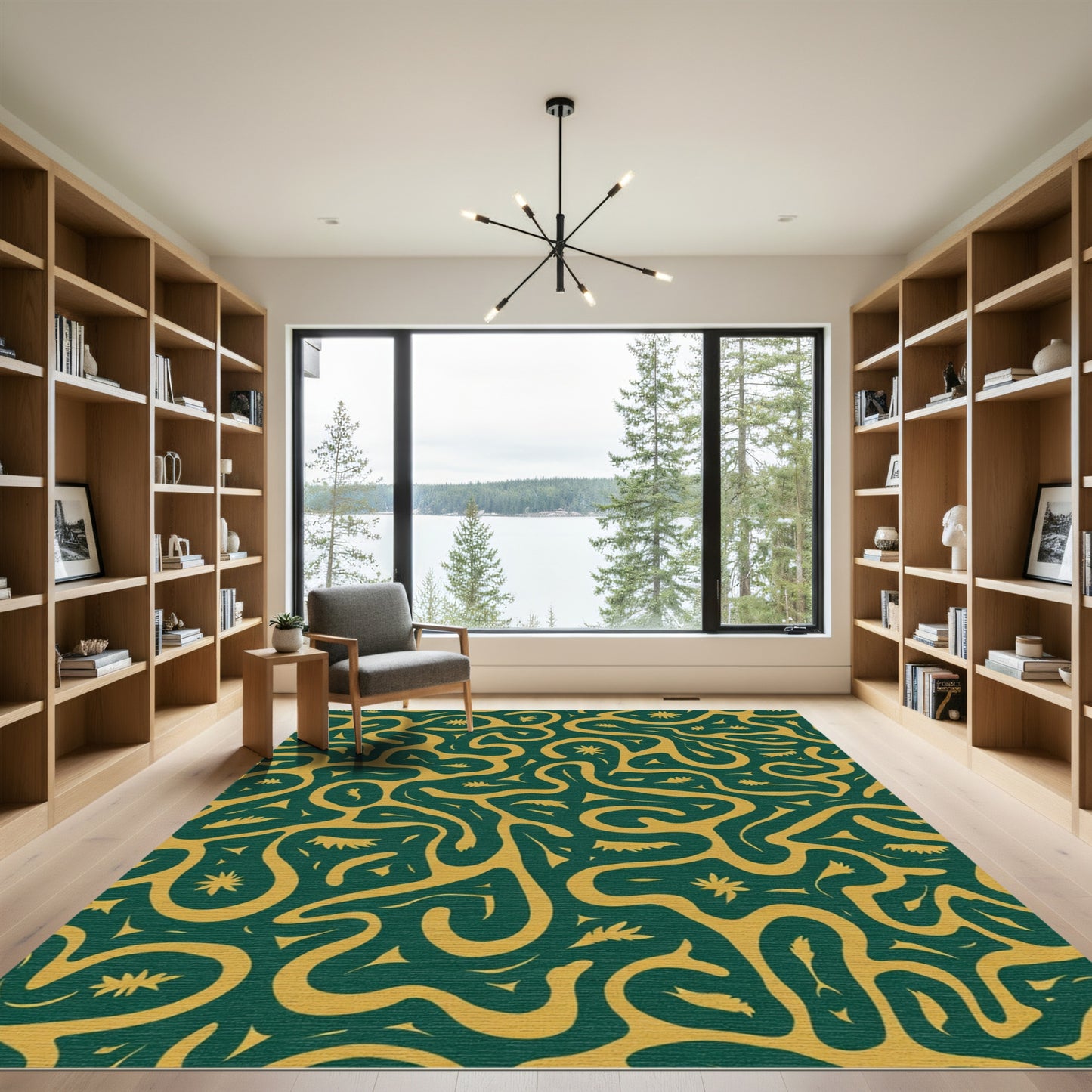 Emerald Gold Organic Swirls Rug