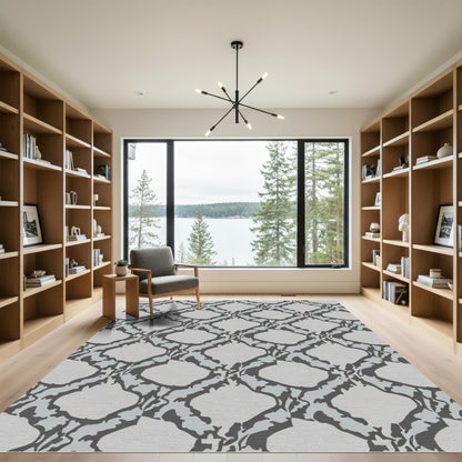 Gray Light Blue Camo Lattice Rug