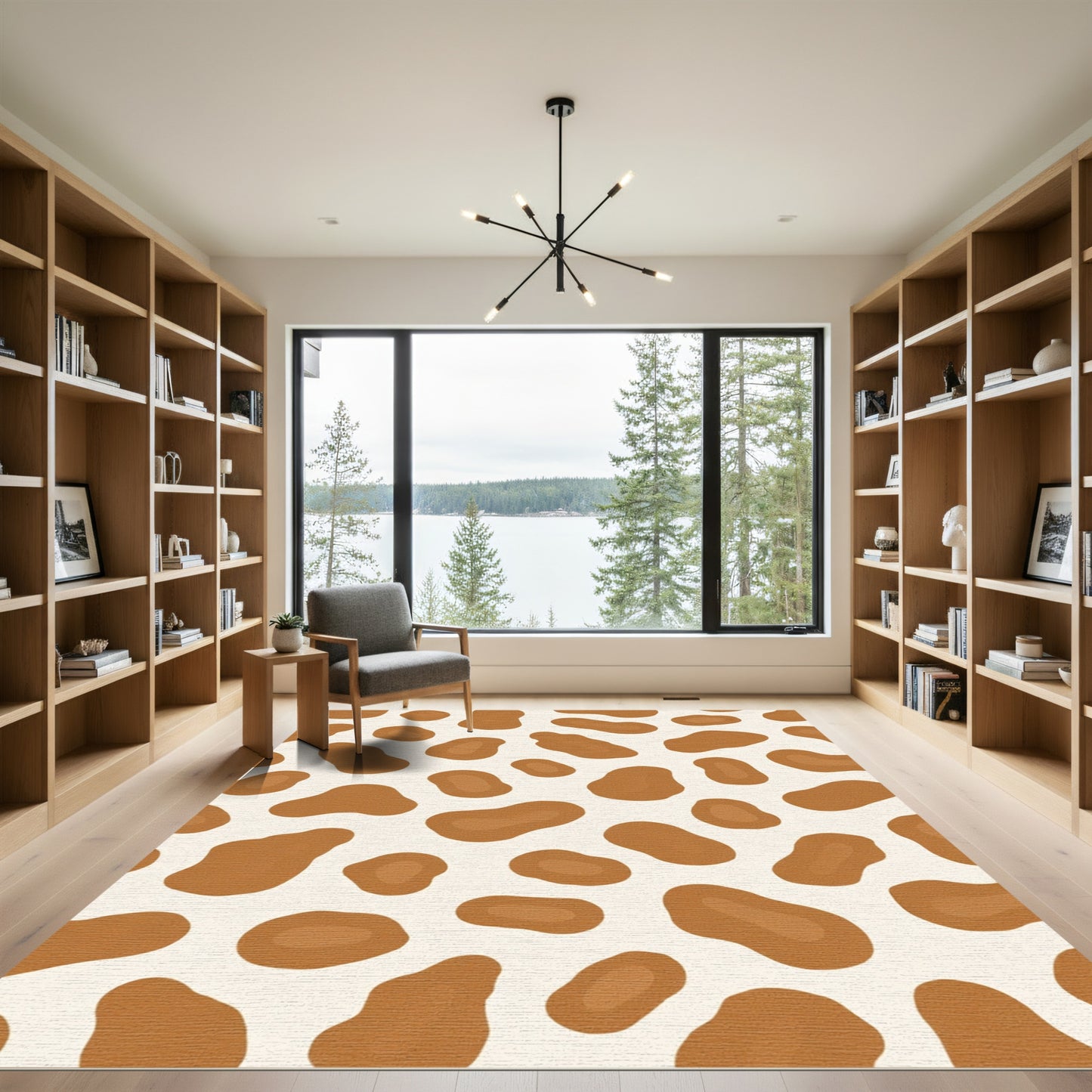 Brown White Irregular Spots Rug