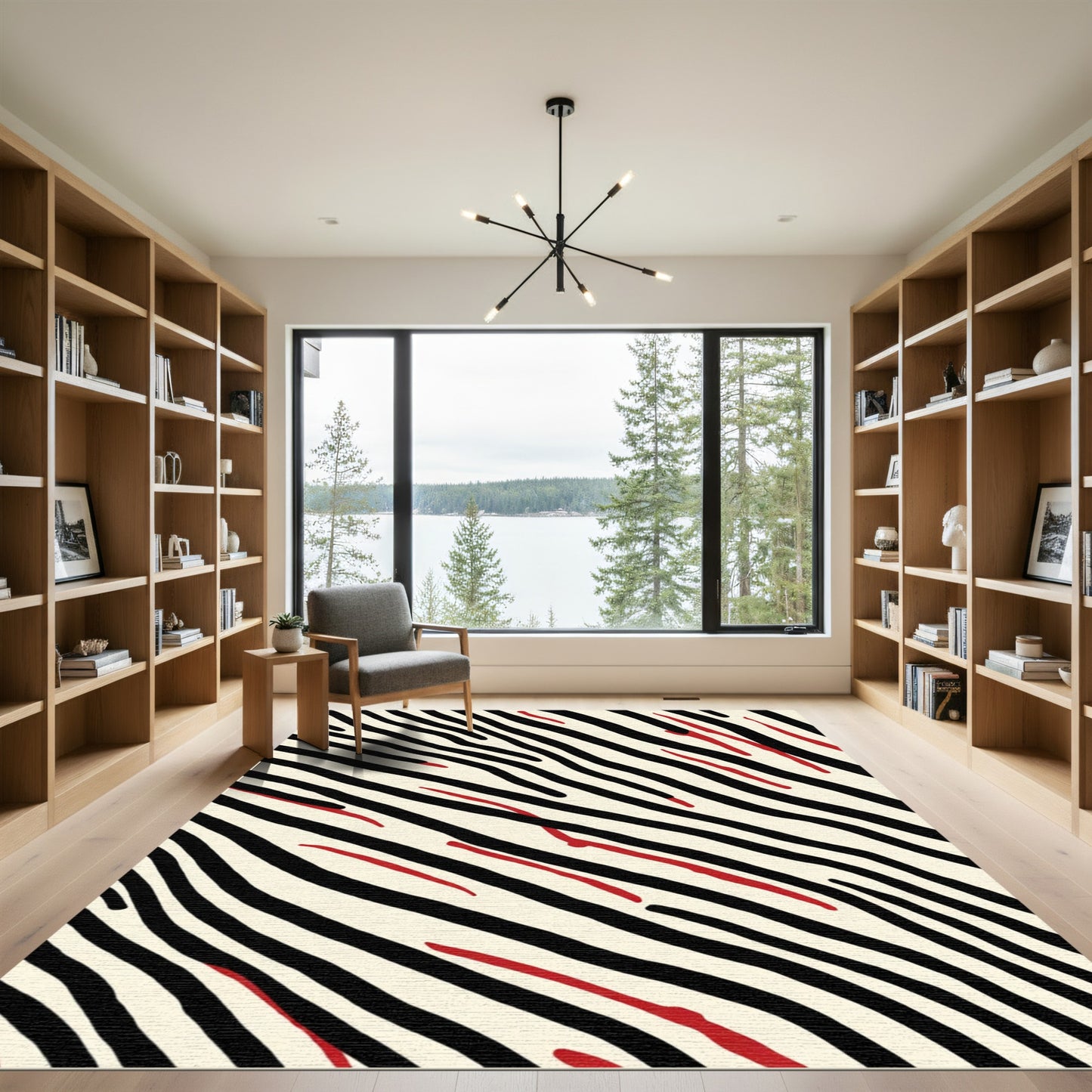 Bold Red Zebra Stripe Lines Rug