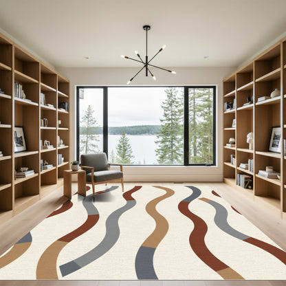 Clay River Flow Geometric Rug