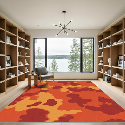 Red Orange Camouflage Cloak Rug