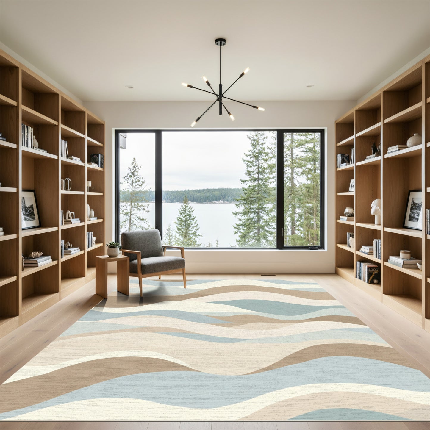 Earthy Pastel Wavy Landscape Rug