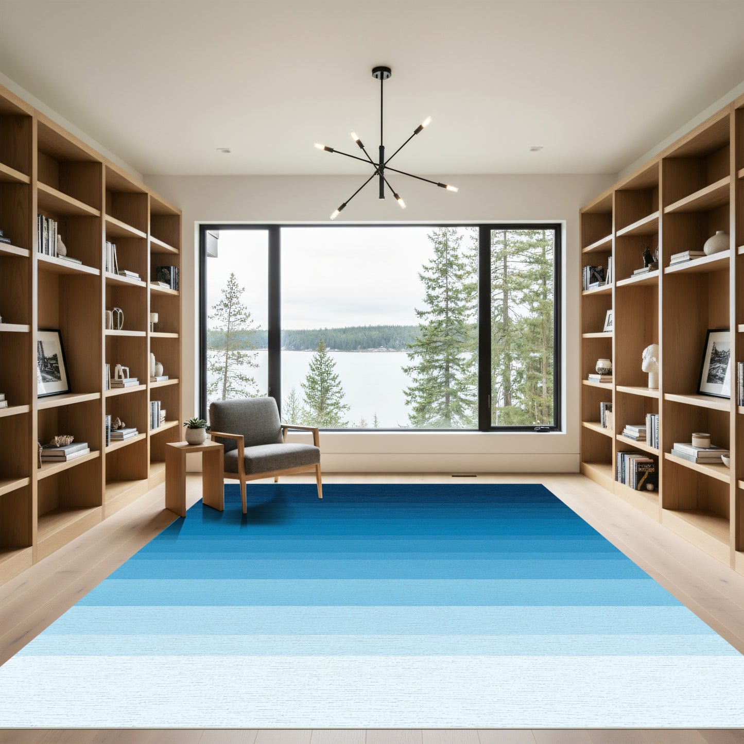 Blue Ombre Layered Horizon Rug