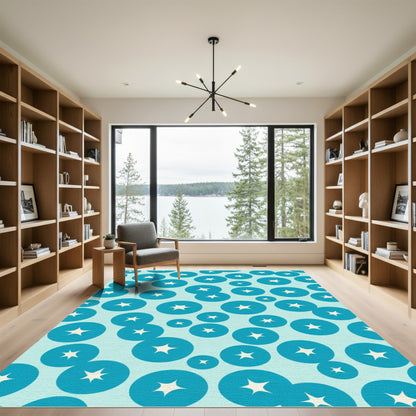 Teal Circle Starburst Overlay Rug