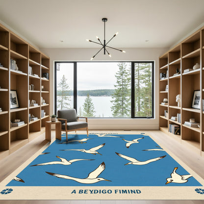Birds Flying Blue Sky Pattern Rug