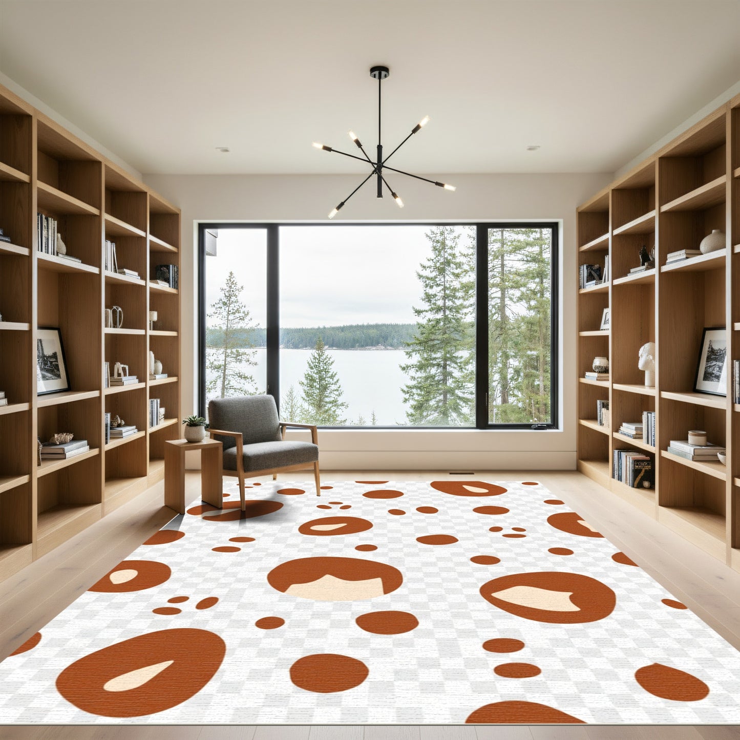 Brown Tan Blobs Scattered Compositions Rug