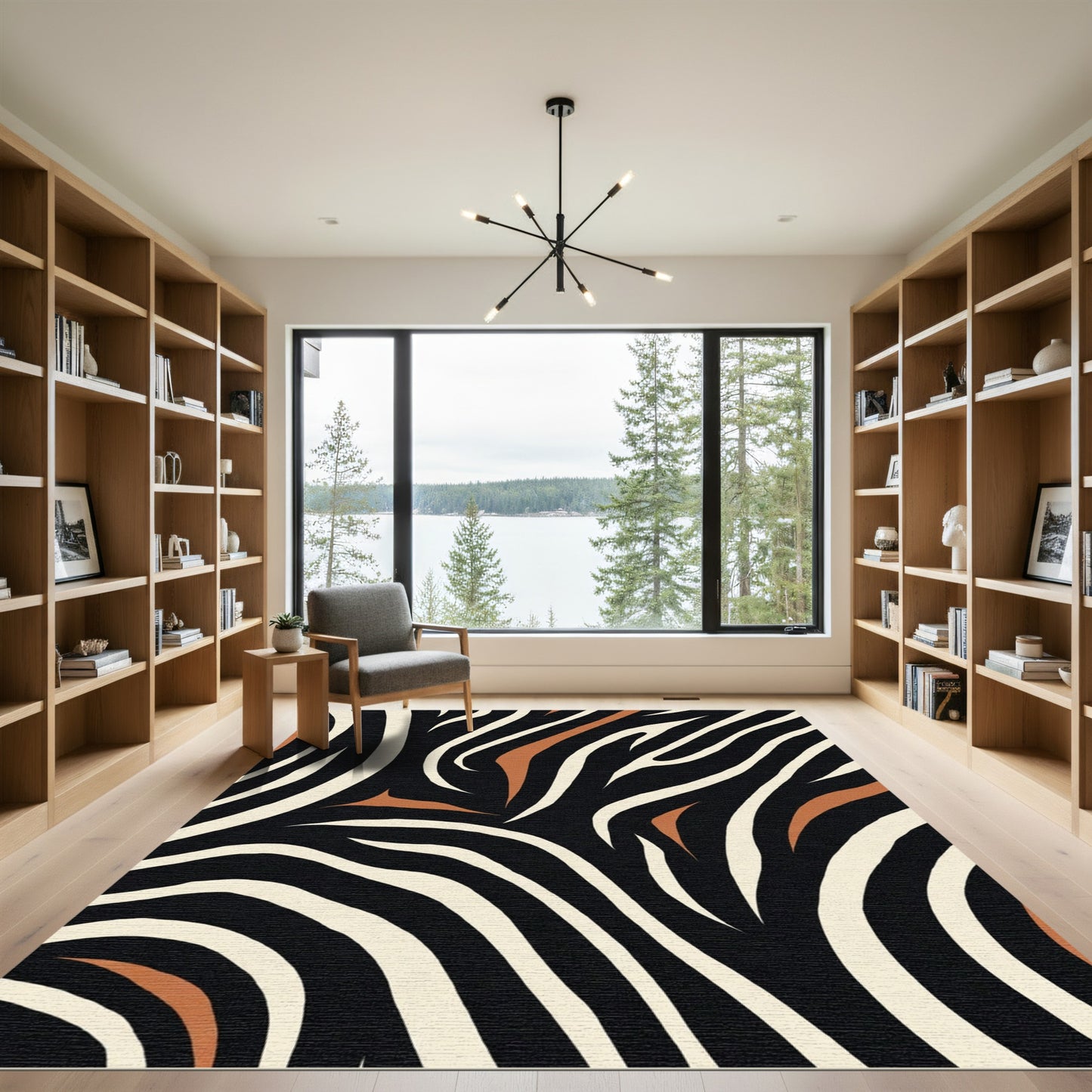 Zebra Stripe Black Cream Tussock Rug