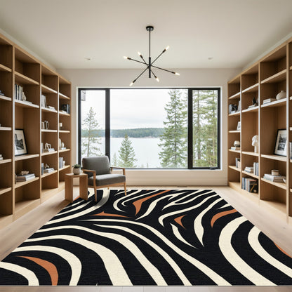 Zebra Stripe Black Cream Tussock Rug