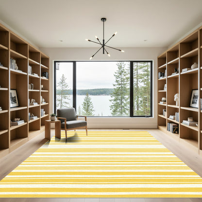 Golden Yellow Hand Drawn Stripes Rug