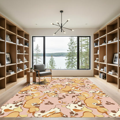 Whimsical Fawn Cream Abstract Swirl Rug