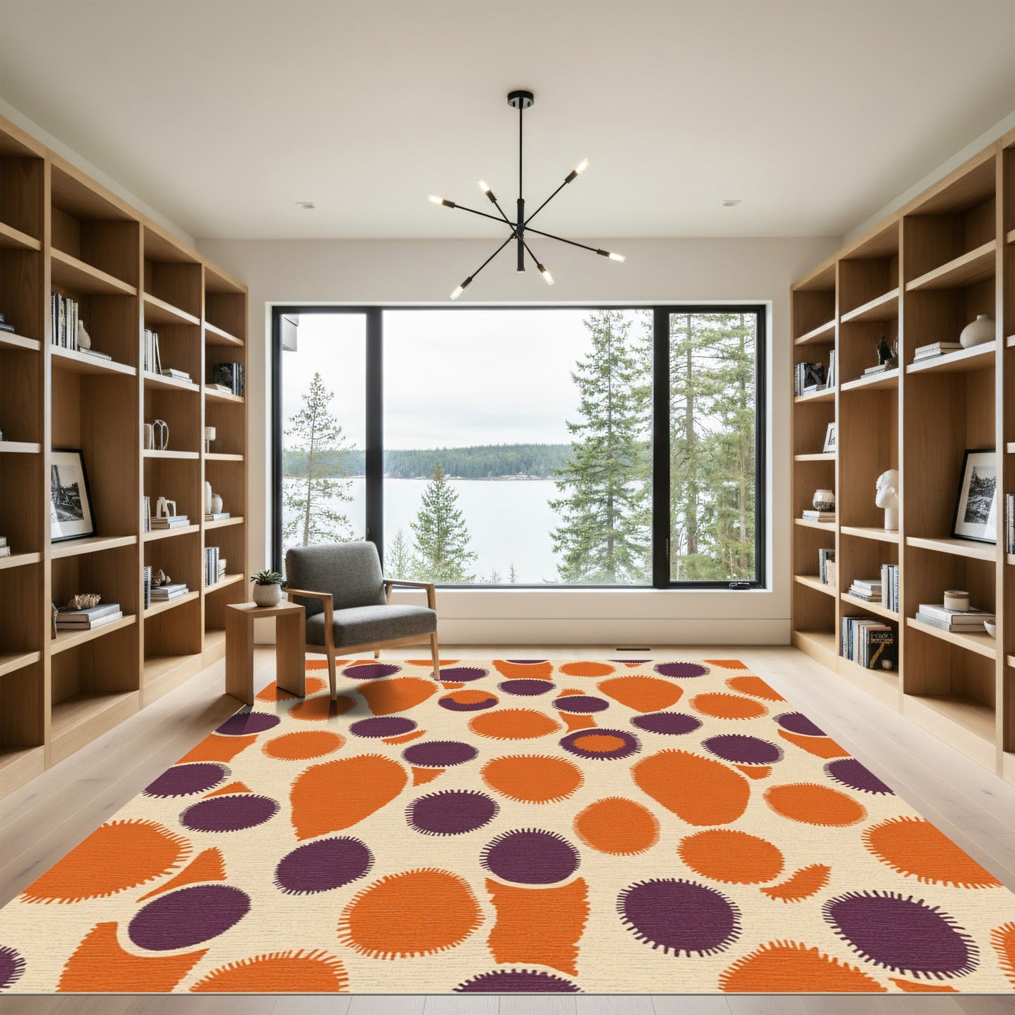 Warm Orange Purple Blobs Rug