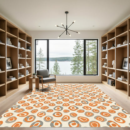 Orange Gray Abstract Organic Ovals Rug