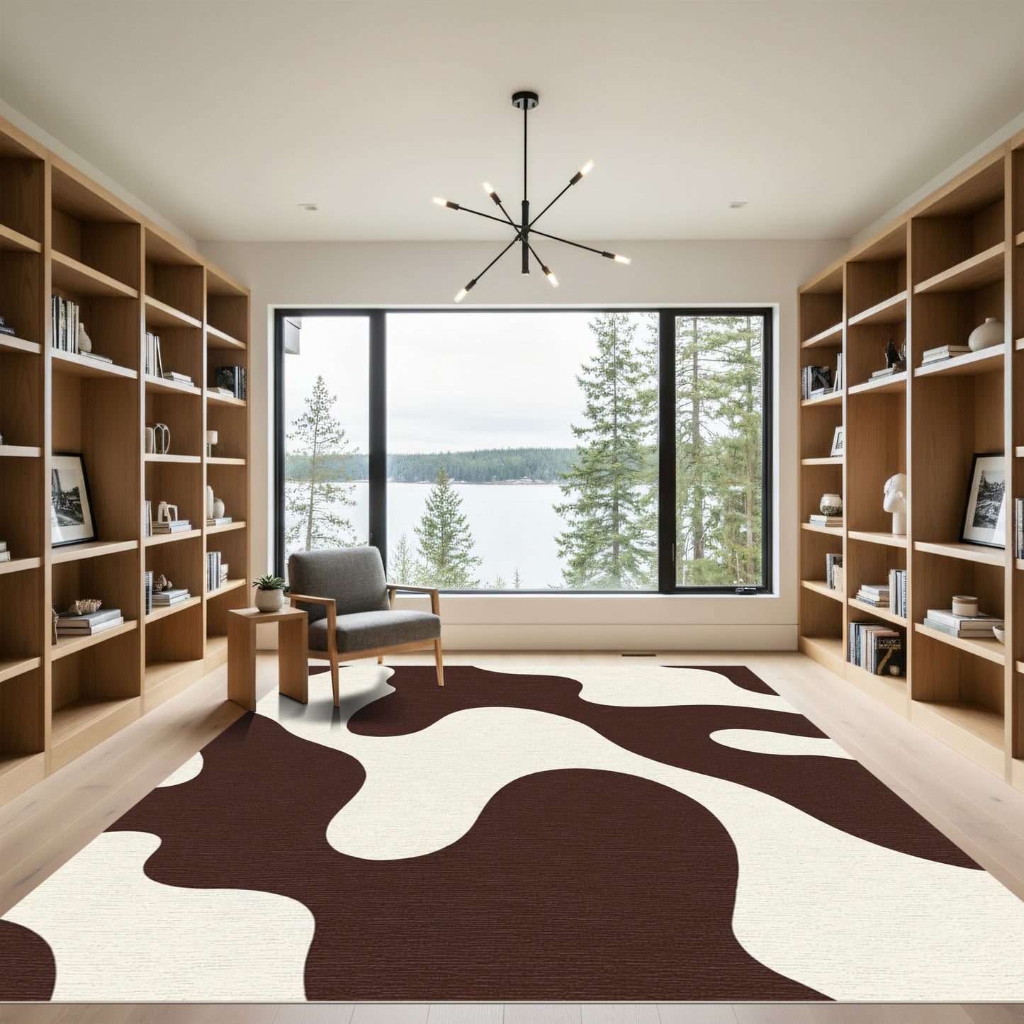Brown Cream Organic Blob Rug
