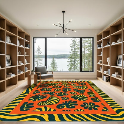 Bold Abstract Jungle Foliage Rug