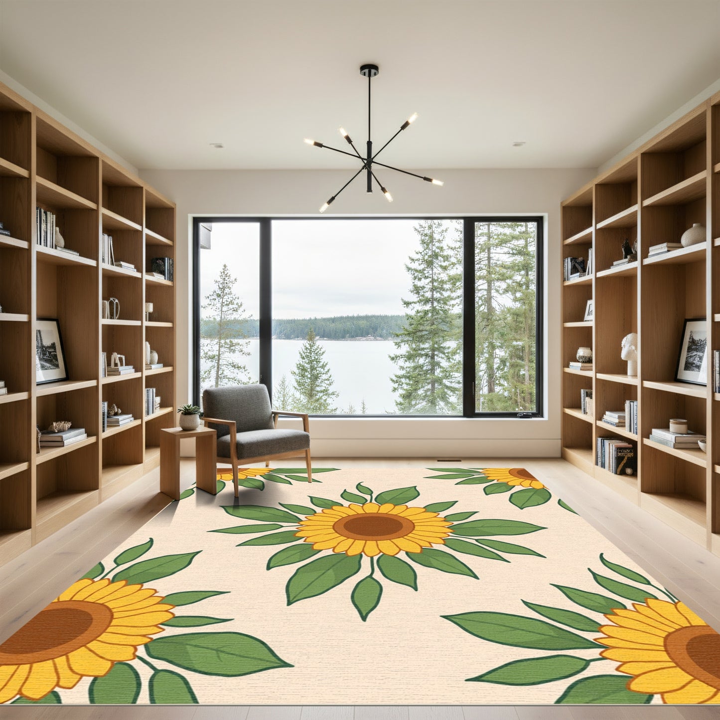 Golden Sunflower Garden Border Rug