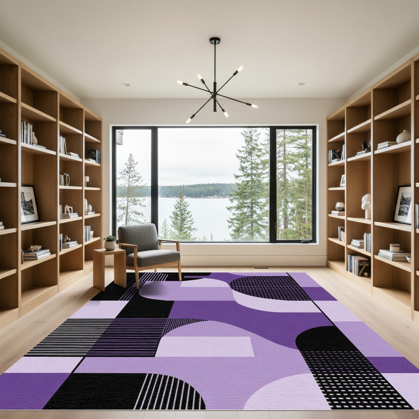 Modern Purple Geometric Abstract Rug