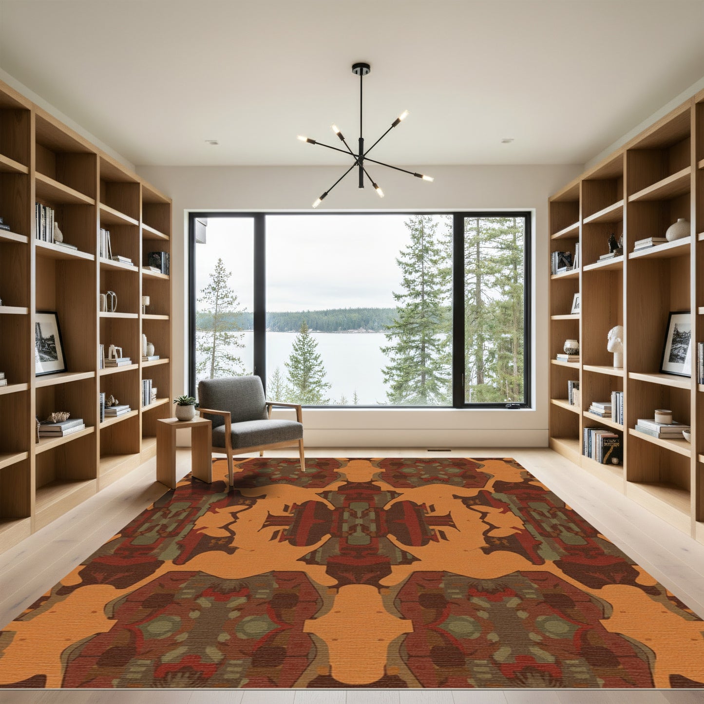 Terracotta Abstract Geometric Contemporary Rug
