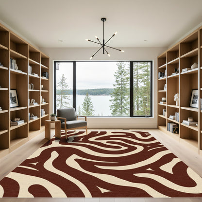 Brown Beige Swirl Abstract Rug
