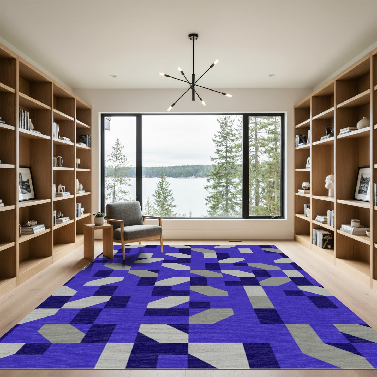 Royal Blue Geometric Illusion Rug