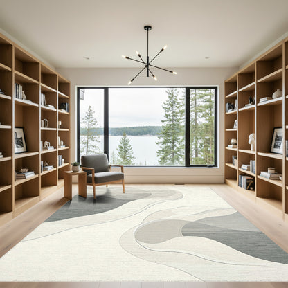Gray Fluid Organic Waves Rug