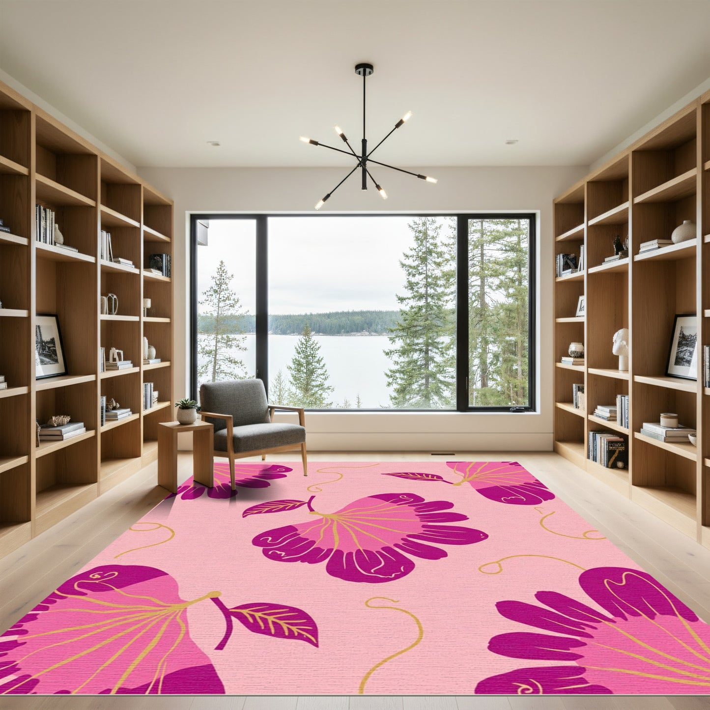 Pink Magenta Floral Swirls Rug