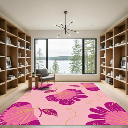 Pink Magenta Floral Swirls Rug