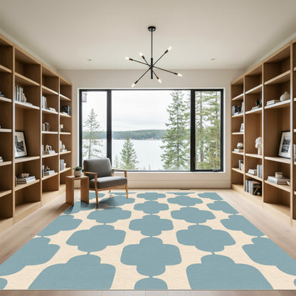 Light Blue Quatrefoil Geometric Rug