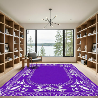 Bold Purple Floral Vine Border Rug