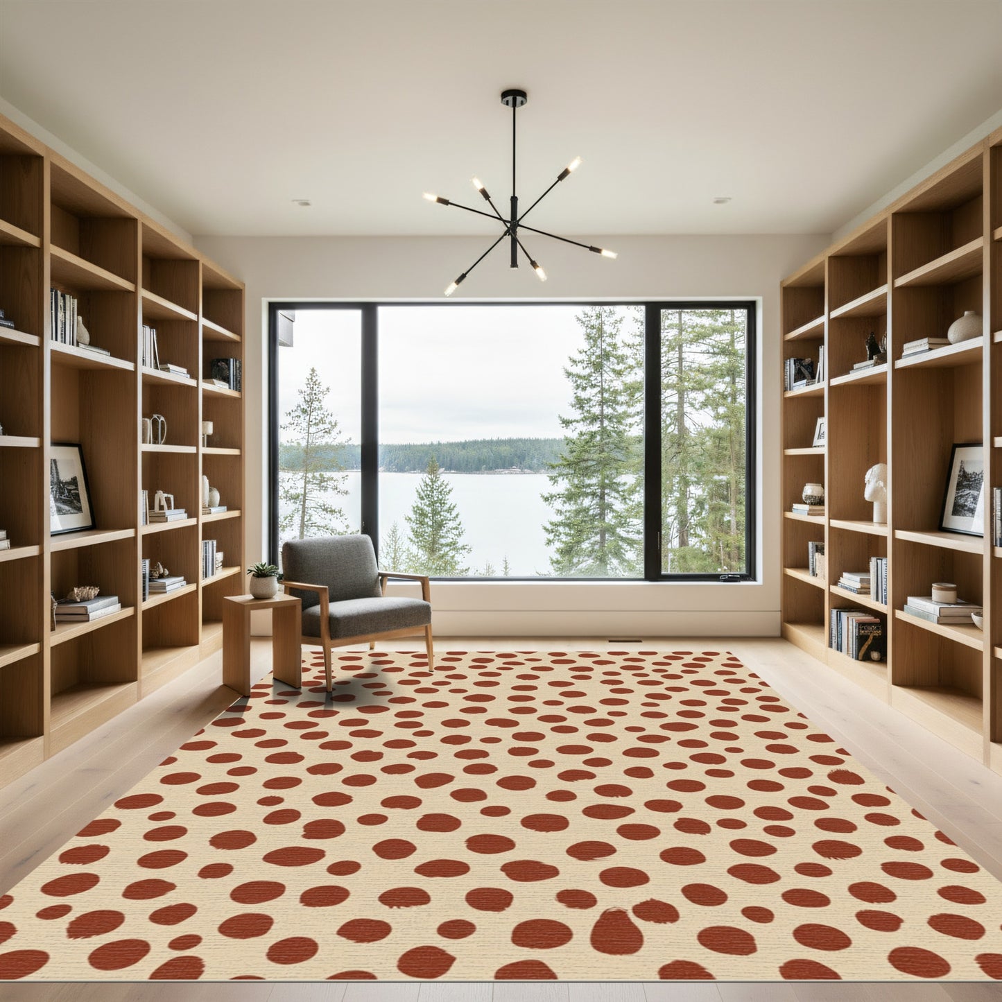 Earthy Tan Brown Polka Dot Rug