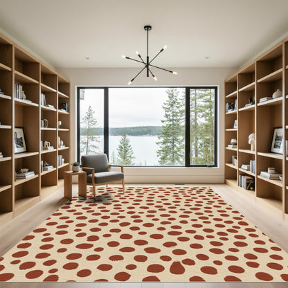 Earthy Tan Brown Polka Dot Rug