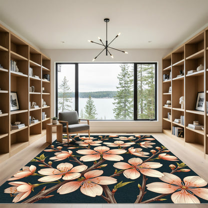 Blossoming Peach Petal Branches Rug