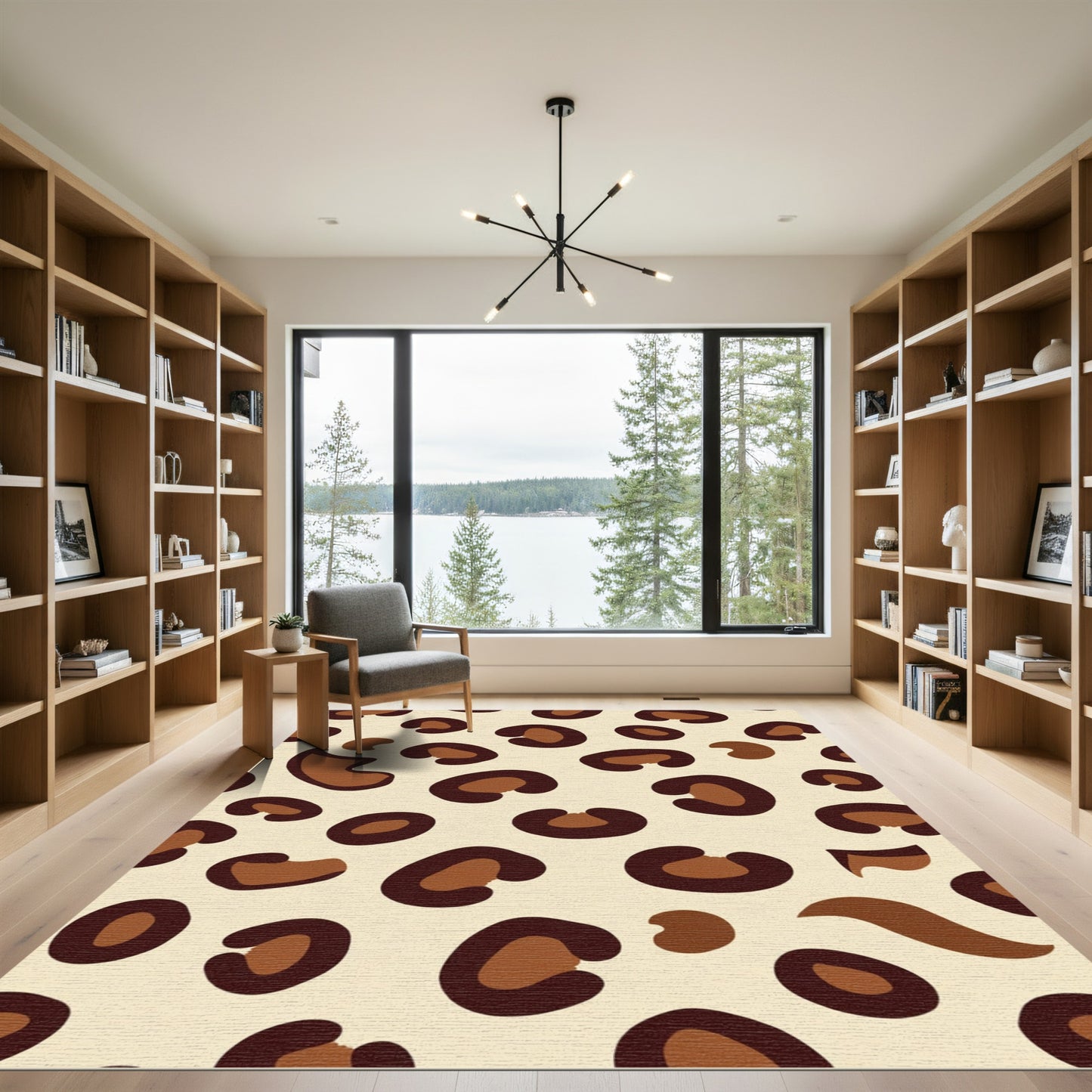 Brown Leopard Spot Textured Background Rug
