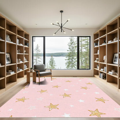Pink Gold Star Glitter Garland Rug